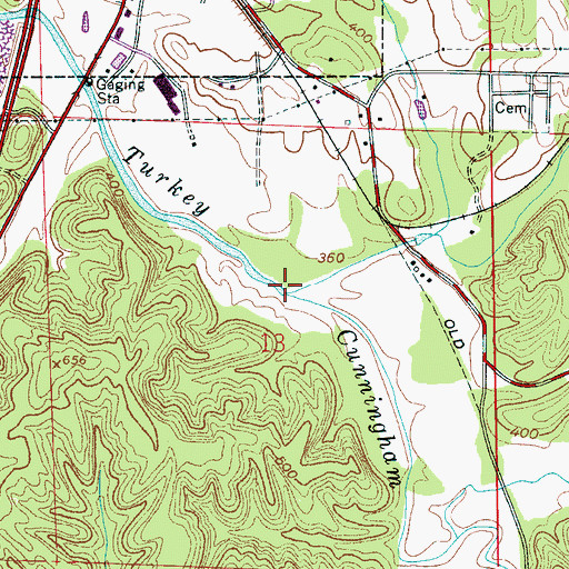 Topographic Map of Cunningham Creek, AL
