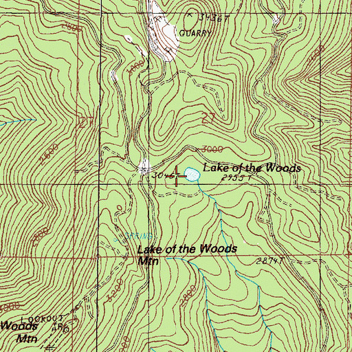 Topographic Map of Lake of the Woods, OR