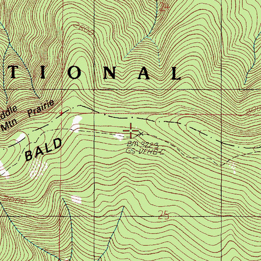 Topographic Map of Middle Bald Prairie, OR