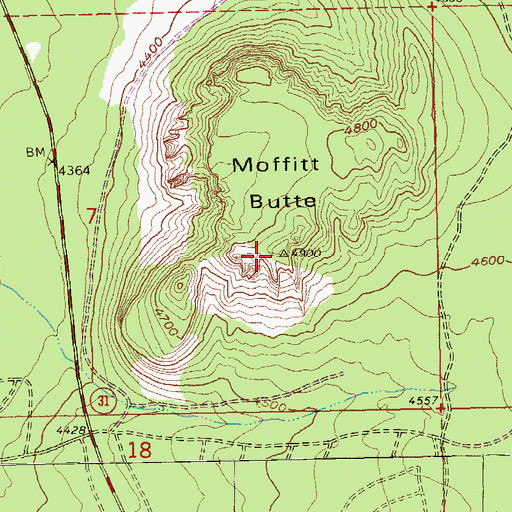 Topographic Map of Moffitt Butte, OR