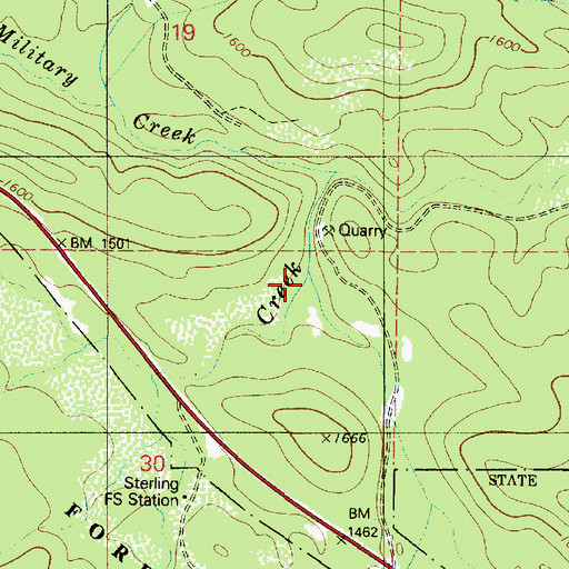 Topographic Map of South Fork Rock Creek, OR