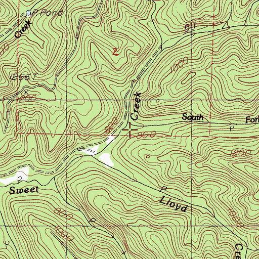 Topographic Map of South Fork Sweet Creek, OR