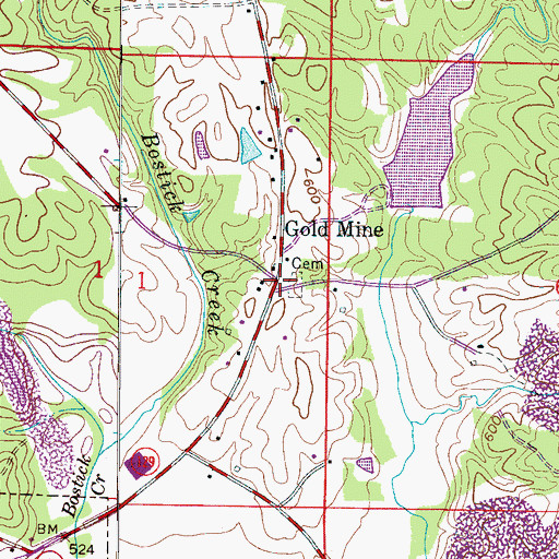 Topographic Map of Gold Mine, AL