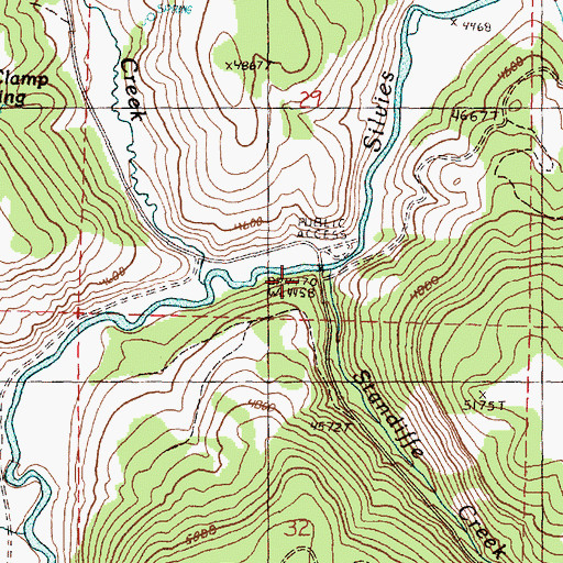 Topographic Map of Stancliffe Creek, OR