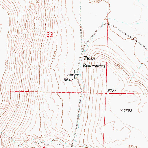 Topographic Map of Twin Reservoir, OR