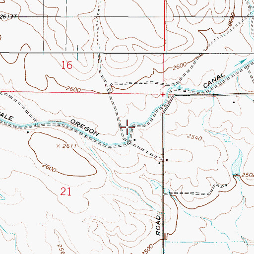 Topographic Map of Vale Oregon Main Canal, OR
