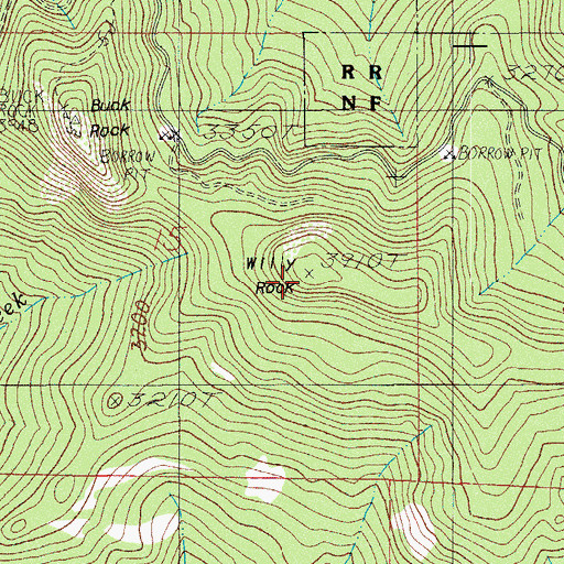 Topographic Map of Willy Rock, OR