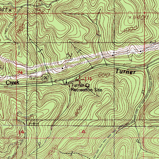 Topographic Map of Turner Creek Camp, OR
