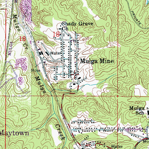 Topographic Map of Mulga Mine, AL