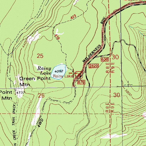 Topographic Map of Rainy Lake Recreation Site, OR