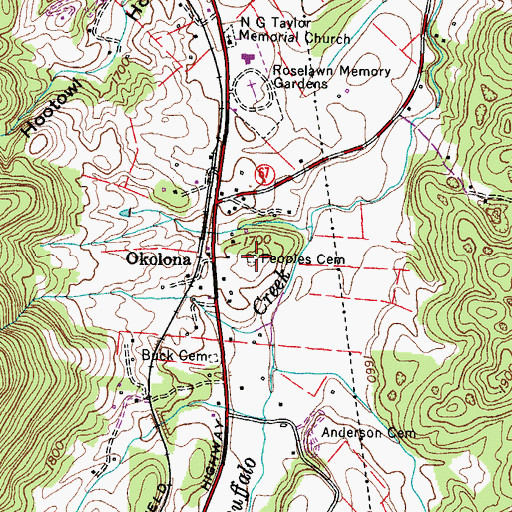 Topographic Map of Peoples Cemetery, TN