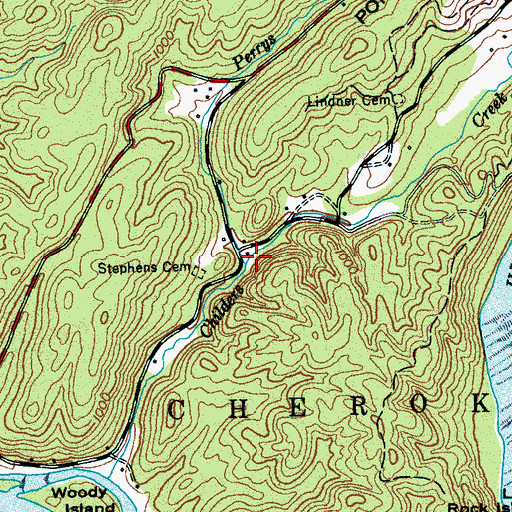 Topographic Map of Perrys Branch, TN