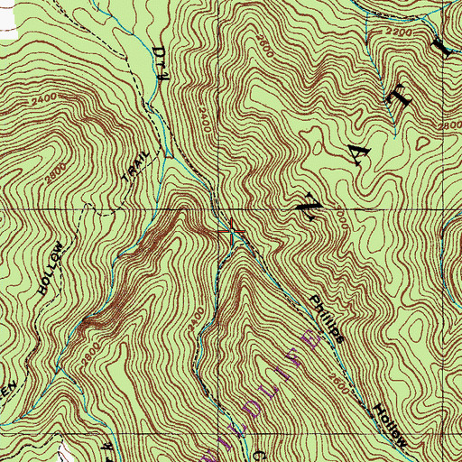 Topographic Map of Phillips Hollow, TN
