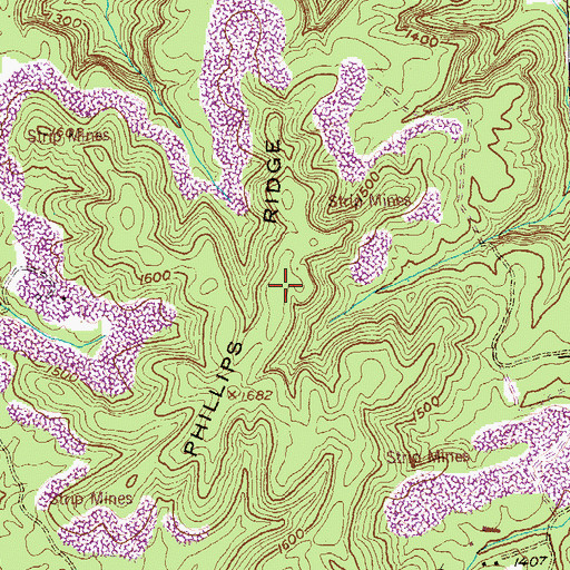 Topographic Map of Phillips Ridge, TN