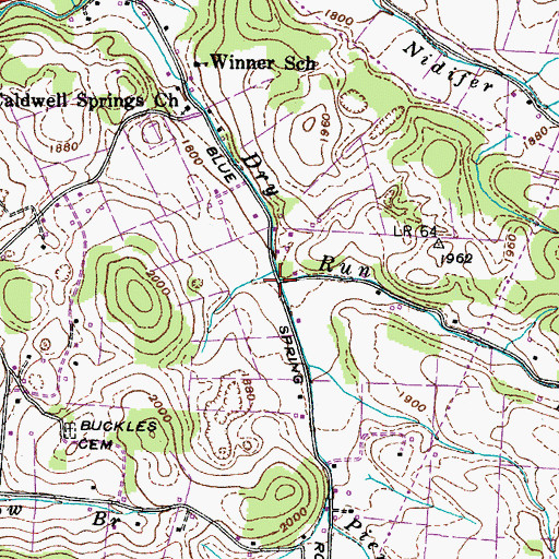Topographic Map of Pierce Branch, TN