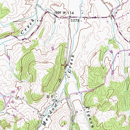 Topographic Map of Pigeon Branch, TN