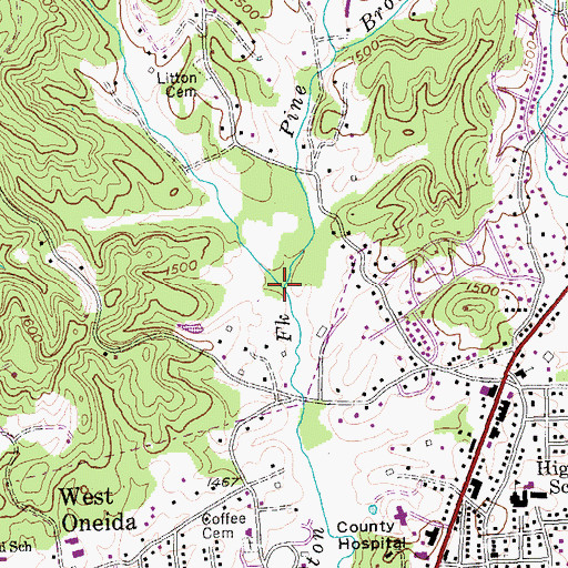Topographic Map of Pine Creek, TN