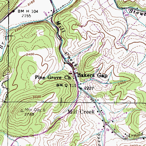 Topographic Map of Pine Grove Church, TN