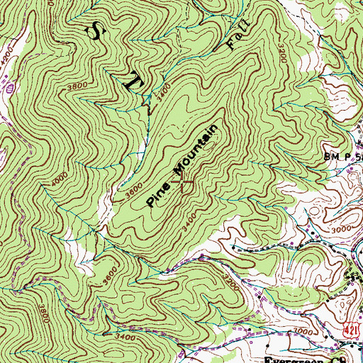 Topographic Map of Pine Mountain, TN
