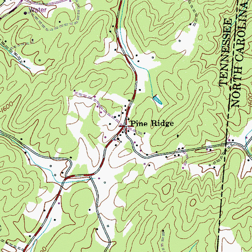 Topographic Map of Pine Ridge, TN