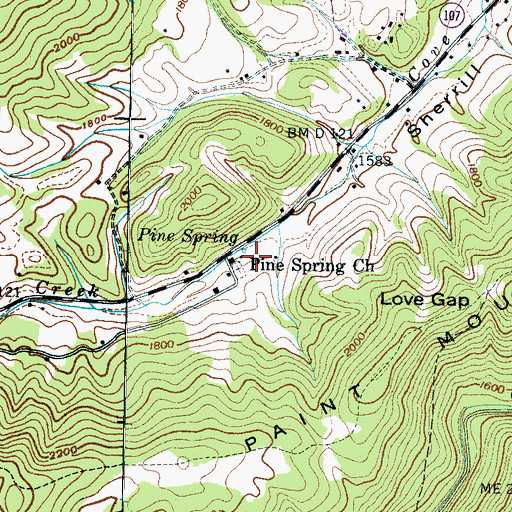 Topographic Map of Pine Spring, TN