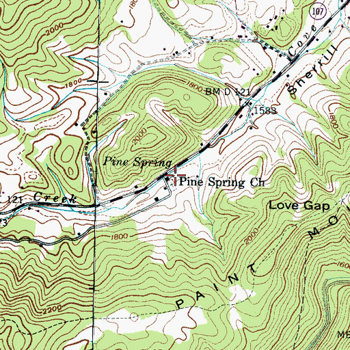 Topographic Map of Pine Spring Church, TN