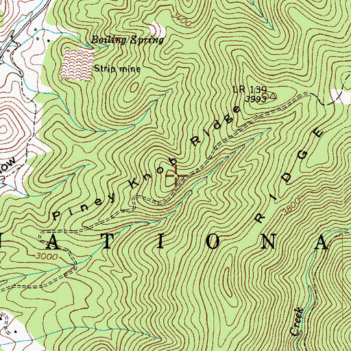 Topographic Map of Piney Knob Ridge, TN