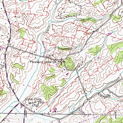 Topographic Map of Pleasant View Church, TN