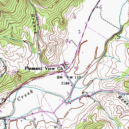 Topographic Map of Pleasant View Church, TN