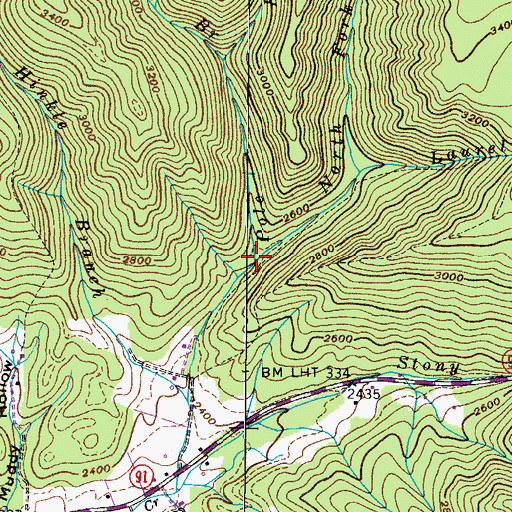 Topographic Map of Pole Branch, TN