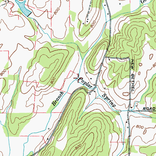 Topographic Map of Poplar Spring Branch, TN