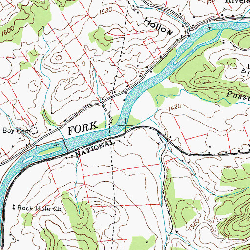 Topographic Map of Possum Creek, TN