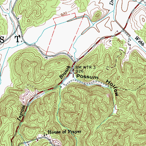 Topographic Map of Possum Hollow, TN