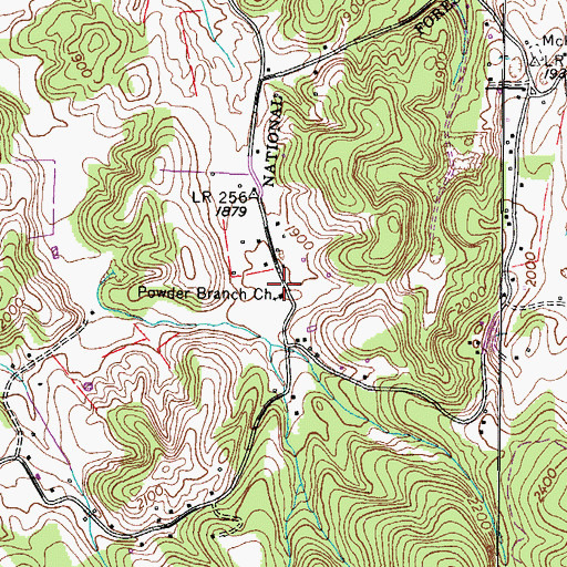 Topographic Map of Powder Branch Church, TN