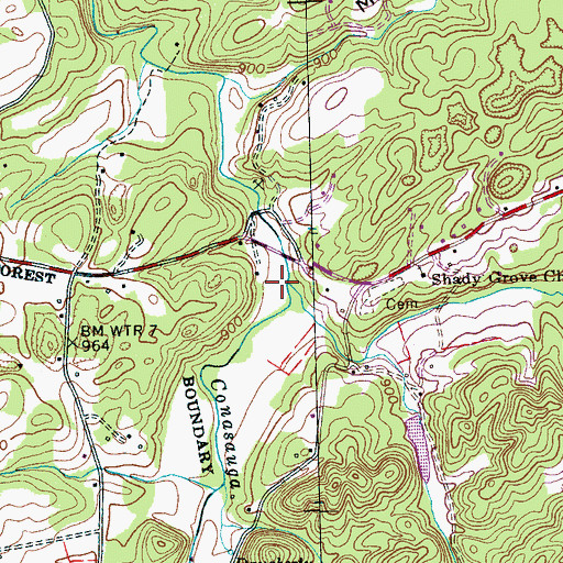 Topographic Map of Powdermill Branch, TN