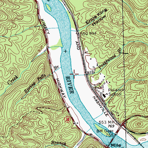Topographic Map of Presswood Branch, TN