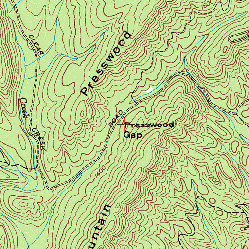 Topographic Map of Presswood Gap, TN
