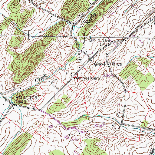 Topographic Map of Price Cemetery, TN