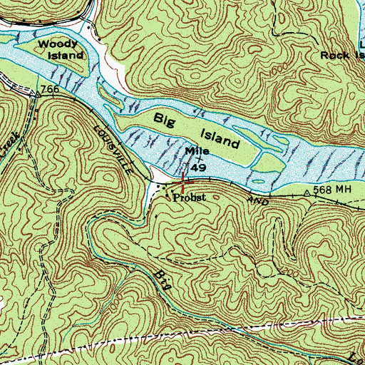 Topographic Map of Probst, TN