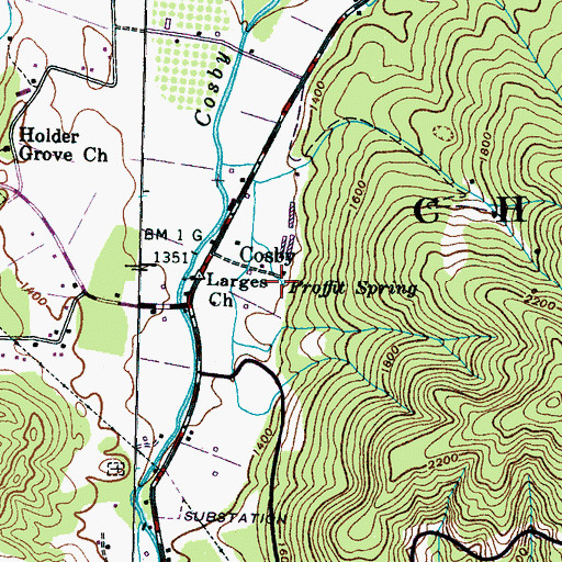 Topographic Map of Proffit Spring, TN