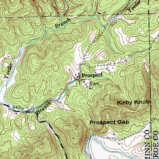 Topographic Map of Prospect, TN