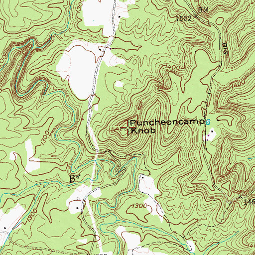 Topographic Map of Puncheoncamp Knob, TN
