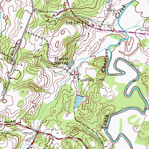 Topographic Map of Purselley Cemetery, TN