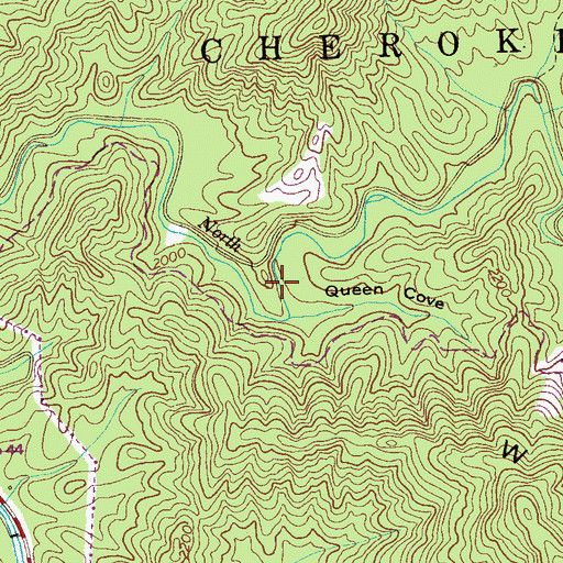 Topographic Map of Queen Cove, TN