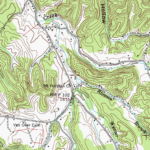 Topographic Map of Raccoon Branch, TN