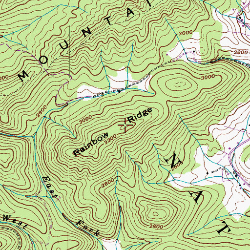 Topographic Map of Rainbow Ridge, TN