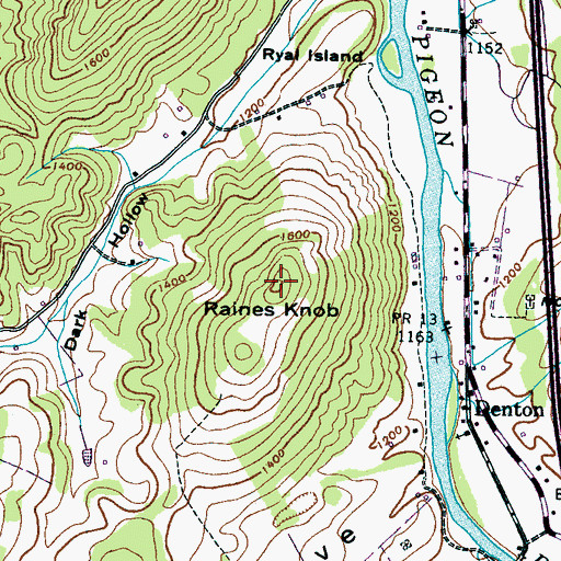 Topographic Map of Raines Knob, TN