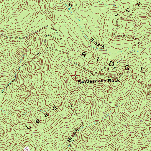 Topographic Map of Rattlesnake Rock, TN