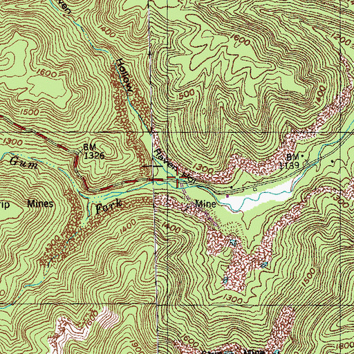 Topographic Map of Raven Hollow, TN