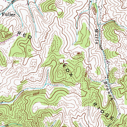Topographic Map of Red Fox Ridge, TN